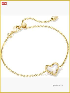 Kendra Scott Ari Heart Link Chain Bracelet Gold Plated Brass 7.5 Inch Lobster